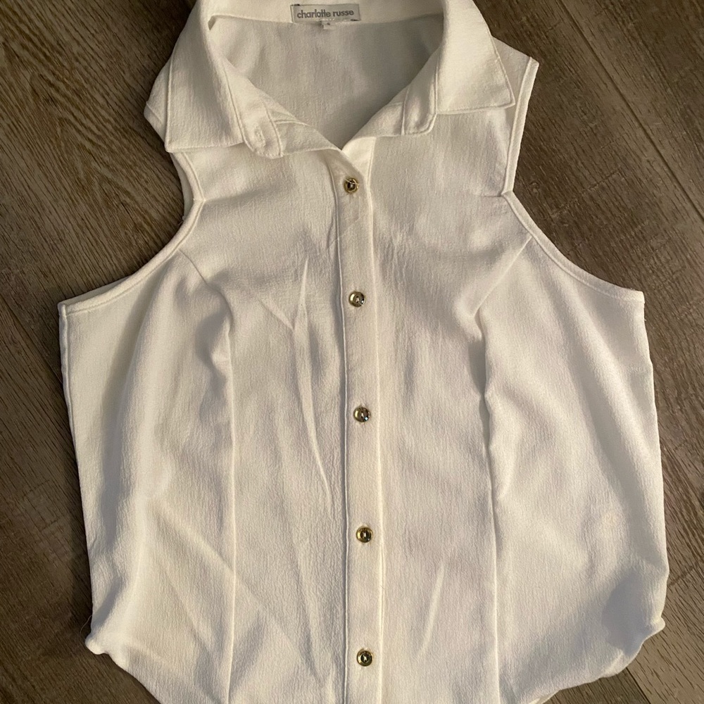 White button down top